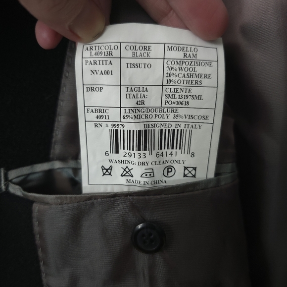 Pronto Moda Europa Wool-Cashmere Blend Overcoat Black - 42R Quiet Luxury - Picture 4 of 11